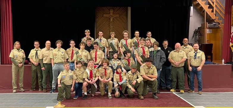 Troop photo of boys and adult leadership.